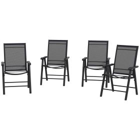 Outsunny 4-Pack Black Folding Chairs Stackable Patio Dining Versatile Seating