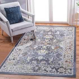 LOOM & LUXE Collection 8X10 Blue/Traditional Non-Shedding Living Room Bedroom Dining Home Office Stylish and Stain Resistant Area Rug