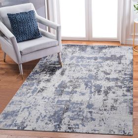 LOOM & LUXE Collection 8X10 Grey/Denim /Abstract Non-Shedding Living Room Bedroom Dining Home Office Stylish and Stain Resistant Area Rug