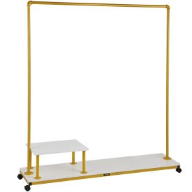 VEVOR Clothing Garment Rack, 59.1"x14.2"x63.0", Heavy-Duty Clothes Rack w/Bottom Shelf & Side Shelf, 4 Swivel Casters, Sturdy Steel Frame