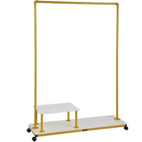 VEVOR Clothing Garment Rack, 47.2"x14.2"x63.0", Heavy-Duty Clothes Rack w/Bottom Shelf & Side Shelf, 4 Swivel Casters, Sturdy Steel Frame