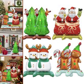 8 Christmas Aluminum Foil Balloons, Santa Claus Snowman Gingerbread Man Tree Polyester Film Balloons