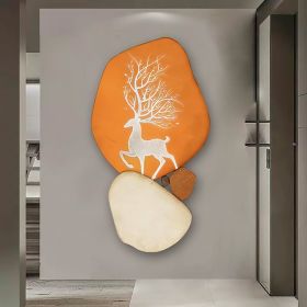 Modern Wooden Deer Wall Decor Irregular Abstract Elk Painting Art Living Room Bedroom