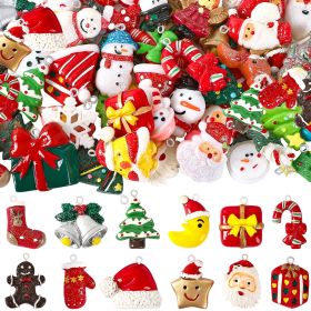 36 PCS Tiny Christmas Tree Decorations, Mini Resin Christmas Ornaments Charms