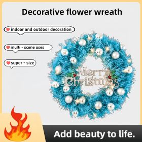 1 Piece Of 24-inch Blue-themed Garland, With Silver Balls And Christmas Letter Accessories, Optionally With Lights (Option: Blue-No)