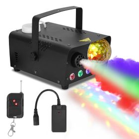 1Pc Fog Machine With Disco Ball RGB Lights 600W 6000CFM Smoke Machine With 8 Colorful Lighting Effects Wireless Remote Control For Party Wedding (Color: Black)