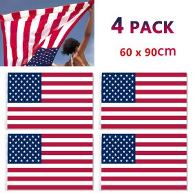 2 X 3 FT American Flag US USA National Double Sided Polyester Brass Grommets 60x90cm Flag (Option: 4pcs)