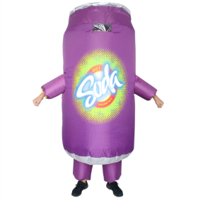 Inflatable Soda Water Costumes For Adults Blow Up Soda Drink Costume Fat Jumpsuit Funny Fancy Dress For Halloween Party, Free Size (Color: Purple)