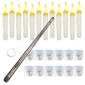 12Pcs Flameless Floating Candles LED Magic Hanging Candle Light Battery Operated Flickering Warm Light Window Candle With Magic Wand Remote For H (Option: Warm White)