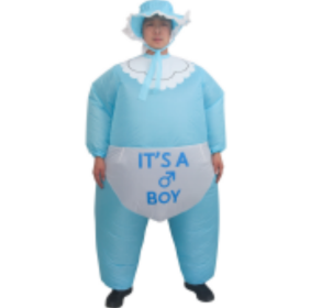 Inflatable Baby Costume For Adults Funny Gender Reveal Party Costume (Color: Blue)