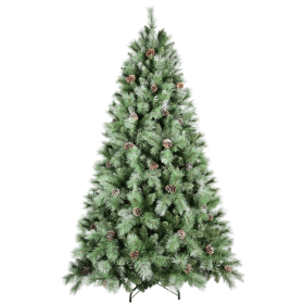 Artificial 5ft Green Christmas Tree With 694PVC Hard Needle Mixed Branch Tips, 200L Warm White Led, Pine Cone,Hinged Premium & Foldable Base For (Option: Default title)