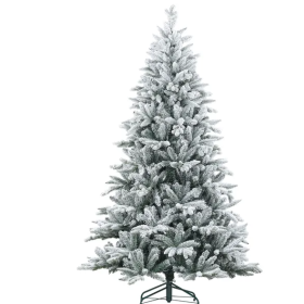 7 Ft Snow Flocked Artificial Christmas Tree With 1401 Tips, Foldable Metal Stand, Easy Assembly, Hinged Xmas Tree For Home, Office, Holiday, Gree (Color: green)