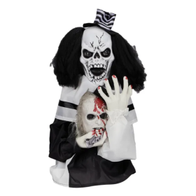 1.8ft Halloween Decoration Scary Clown, Sound-Actived Party Decor With Creepy Sound , Scary Haunted House Props For Indoor Party Home Table Garde (Option: Default title)