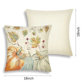 4Pcs Thanksgiving Fall Throw Pillows Cushion Case 18x18in Set Of 4 Pumpkin Watercolor Farmhouse Pillowcase For Thanksgiving Day Harvest Festival (Option: W13617749)