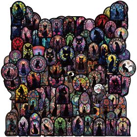 Gothic Black Cat Stickers, Graffiti Decals, Gothic Accessories, Scrapbook Stickers For Laptop, Skateboard, Water Bottle, Luggage, Phone, For Teen (Option: 100PCS)