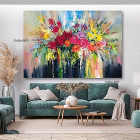 Handmade Hand Painted Wall Art On Canvas Abstract Colorful Vintage Floral Botanical Modern Home Living Room hallway bedroom luxurious decorative (size: 60X90cm)