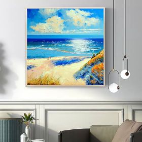 Handmade Oil Painting Canvas Wall Art Decor Original The Blue Ocean Abstract Scenery Painting for Home Decor  Living Room hallway bedroom luxurio (size: 120x120cm)