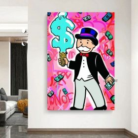 Hand painted on canvas Monopoly man;  money art;  home; decor; monopoly art;  oil painting Living Room hallway bedroom luxurious decorative paint (size: 150X220cm)