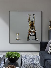 Hand Painted Abstract Upside Down Dog Wall Art Poster and Print Canvas Painting Creative Living Room Decor Picture (size: 70x70cm)