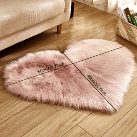 1pc Heart-Shaped Faux Sheepskin Area Rug - Soft and Plush Carpet for Home, Bedroom, Nursery, and Kid's Room - Perfect for Home Decor and Comfort (Color: pink, size: 15.75*19.69inch)