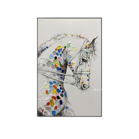 Handmade modern white horse oil painting On Canvas Nordic animal Art Poster Wall Art Picture for Living Room Home Decor (size: 60X90cm)