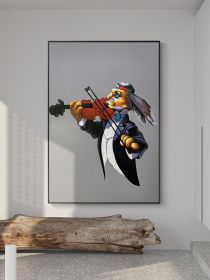 100% Handmade Colored Mr. Rabbit Playing Violin Animal Square Picture Oil on Canvas Home Decor (size: 100X150cm)