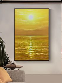 Custom Abstract Decorative Canvas Wall Art Handmade Seascape Oil Painting Modern Living Room Bedroom Porch Hotel Hanging Picture (size: 90X120cm)