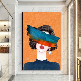 Decorative wall painting fashion woman canvas modern abstract oil painting living room bedroom art hand painting (size: 50X70cm)