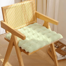 Imitation rabbit fur carpet square chair cover seat cushion, luxury rabbit fur small rug fluffy floor mat, suitable for living room sofa (Color: green, size: 45cm)