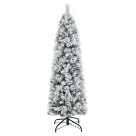Slim Pencil Xmas Decor Pre-Lit Artificial Christmas Tree (Color: Green & White, size: 4.5 Ft)