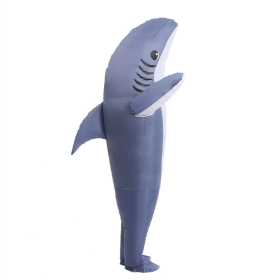 Inflatable Shark Costume Air Blow Up Jaws Jumpsuit Fancy Dress Funny Carcharias Suit For Cosplay Party (Option: Gray)